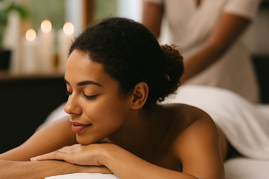WOMAN HAVING A MASSAGE